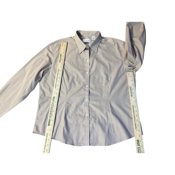 Van Heusen Womens XL Beige Button-Up Blouse Cotton & Polyester - Picture 9 of 14